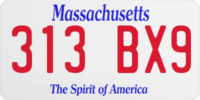 MA license plate 313BX9