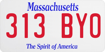MA license plate 313BY0