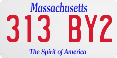MA license plate 313BY2
