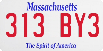MA license plate 313BY3