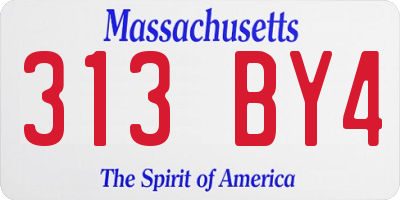 MA license plate 313BY4