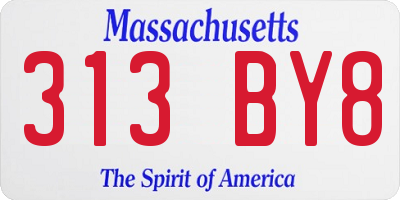 MA license plate 313BY8