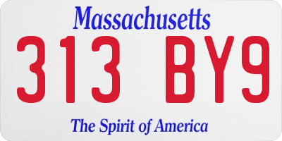 MA license plate 313BY9