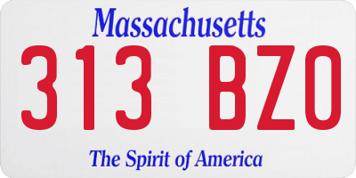 MA license plate 313BZ0