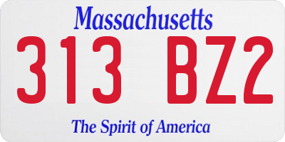 MA license plate 313BZ2