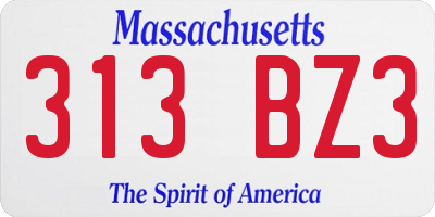 MA license plate 313BZ3