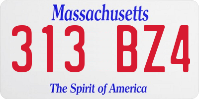 MA license plate 313BZ4