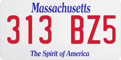 MA license plate 313BZ5