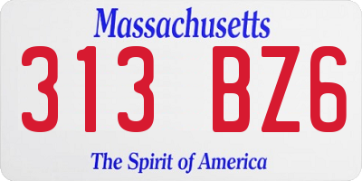 MA license plate 313BZ6