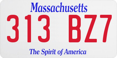 MA license plate 313BZ7