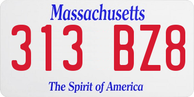 MA license plate 313BZ8