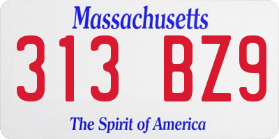 MA license plate 313BZ9