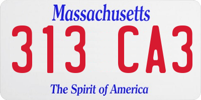 MA license plate 313CA3