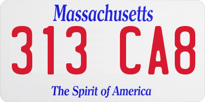 MA license plate 313CA8