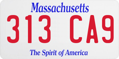 MA license plate 313CA9