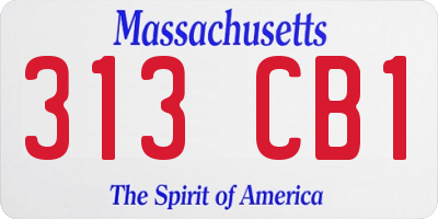 MA license plate 313CB1