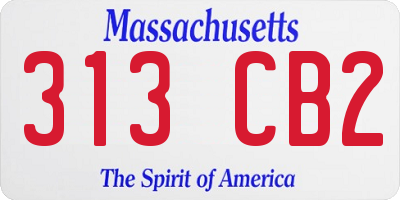 MA license plate 313CB2