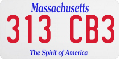 MA license plate 313CB3
