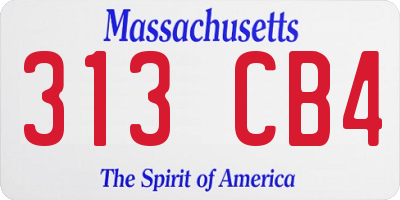 MA license plate 313CB4