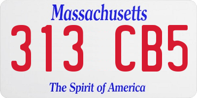 MA license plate 313CB5