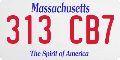 MA license plate 313CB7