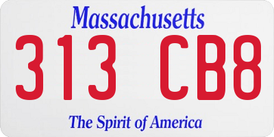 MA license plate 313CB8