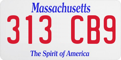MA license plate 313CB9