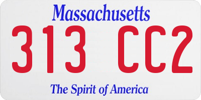 MA license plate 313CC2