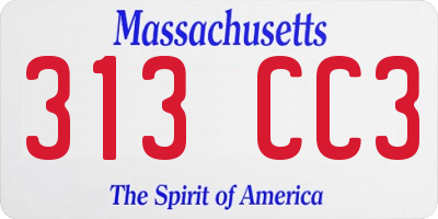 MA license plate 313CC3