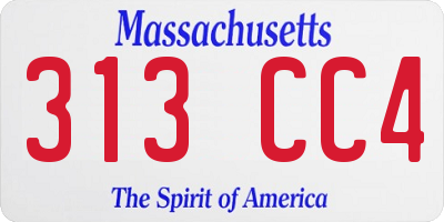 MA license plate 313CC4