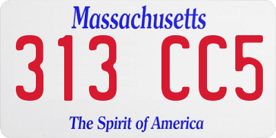 MA license plate 313CC5