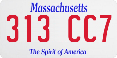MA license plate 313CC7
