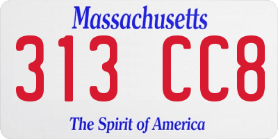 MA license plate 313CC8