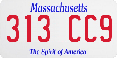MA license plate 313CC9