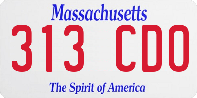 MA license plate 313CD0
