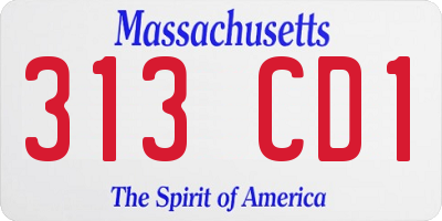 MA license plate 313CD1
