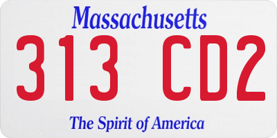 MA license plate 313CD2