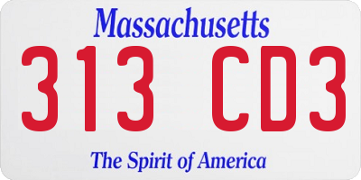 MA license plate 313CD3