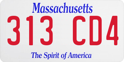 MA license plate 313CD4