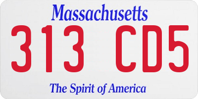 MA license plate 313CD5