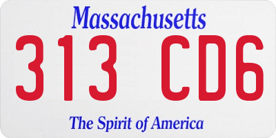MA license plate 313CD6