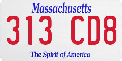 MA license plate 313CD8