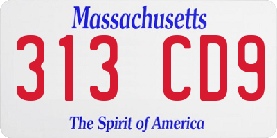 MA license plate 313CD9