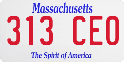 MA license plate 313CE0