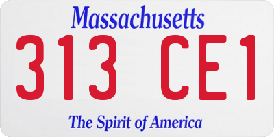 MA license plate 313CE1