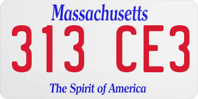 MA license plate 313CE3