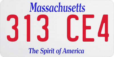 MA license plate 313CE4