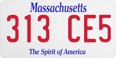 MA license plate 313CE5