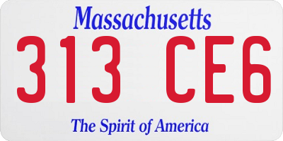 MA license plate 313CE6