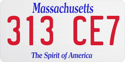 MA license plate 313CE7
